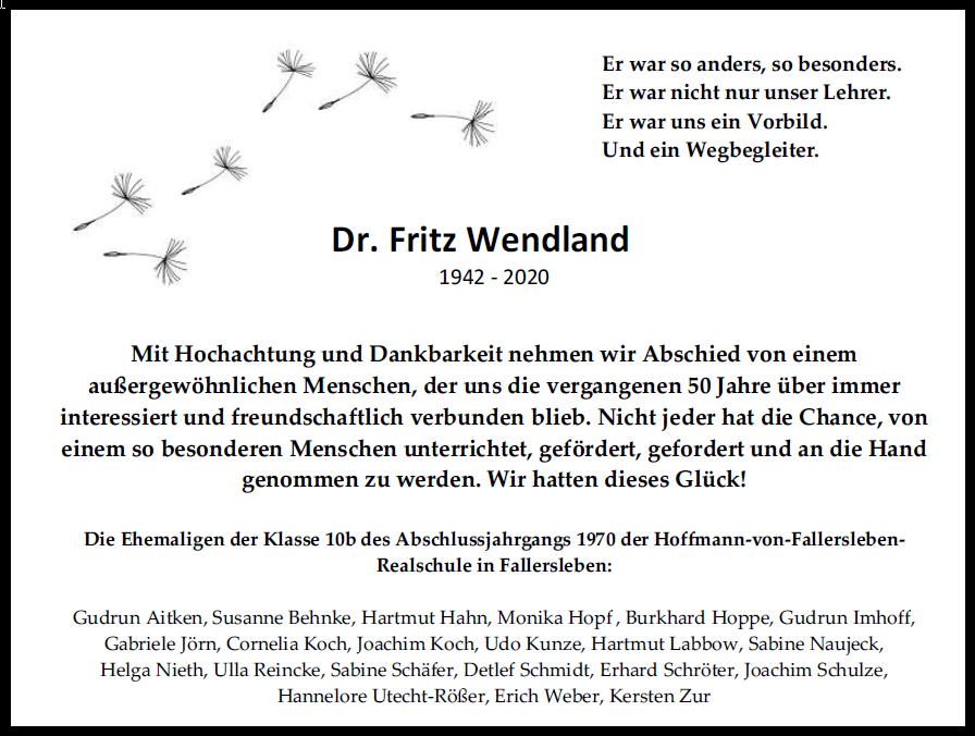 Dr Fritz Wendland